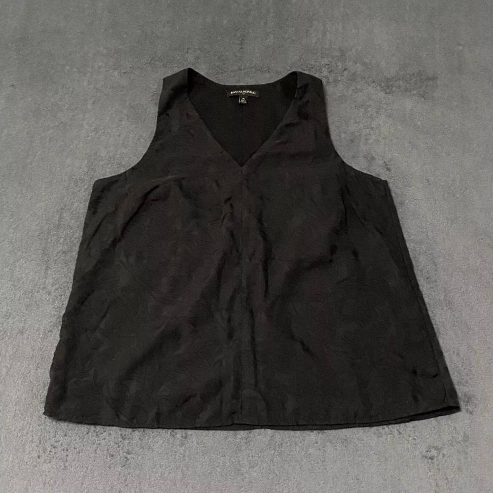 Banana Republic Sleeveless Blouse Womens M Black Floral Burnout Tank Whimsigoth